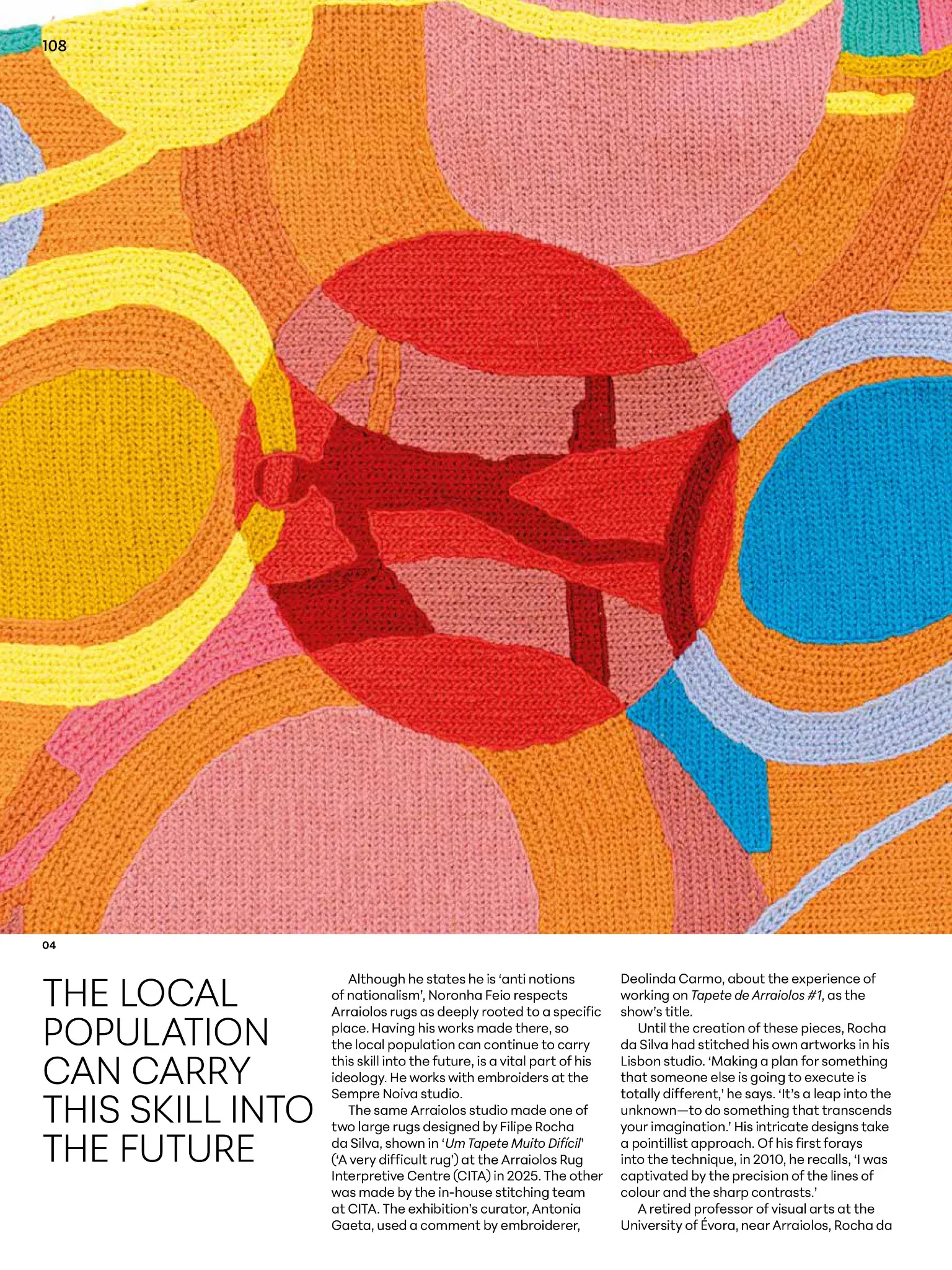 COVER Magazine feature spread showing Susana Cereja's textile work and the heading 'The local population can carry this skill into the future'.