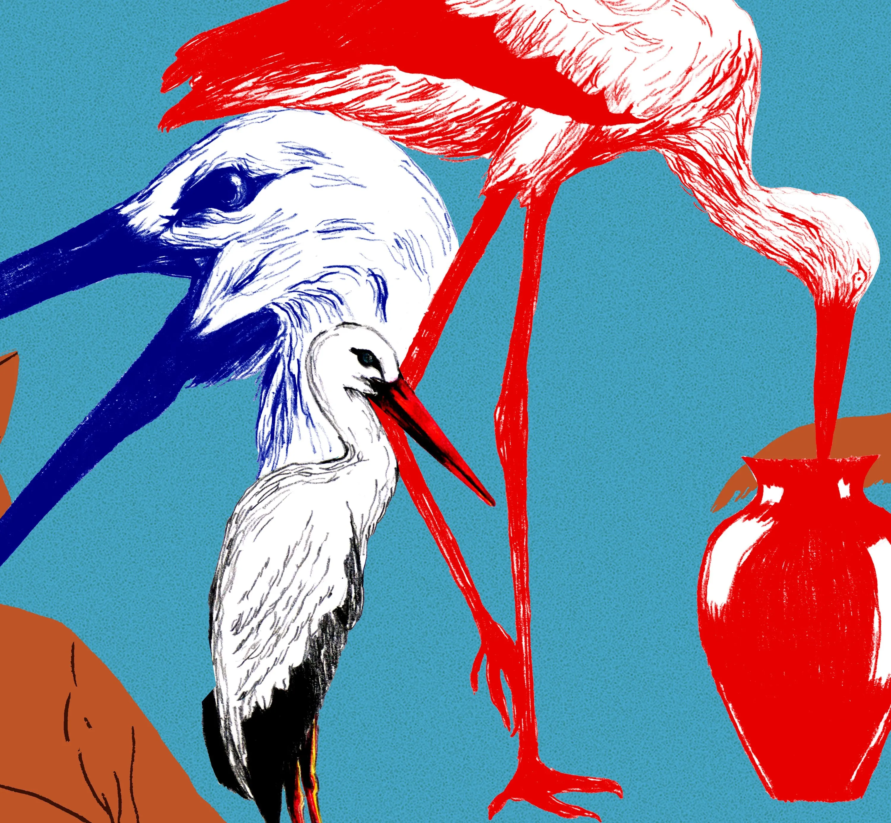 Detail 1 of FABLE "THE FOX AND THE STORK" by Susana Cereja