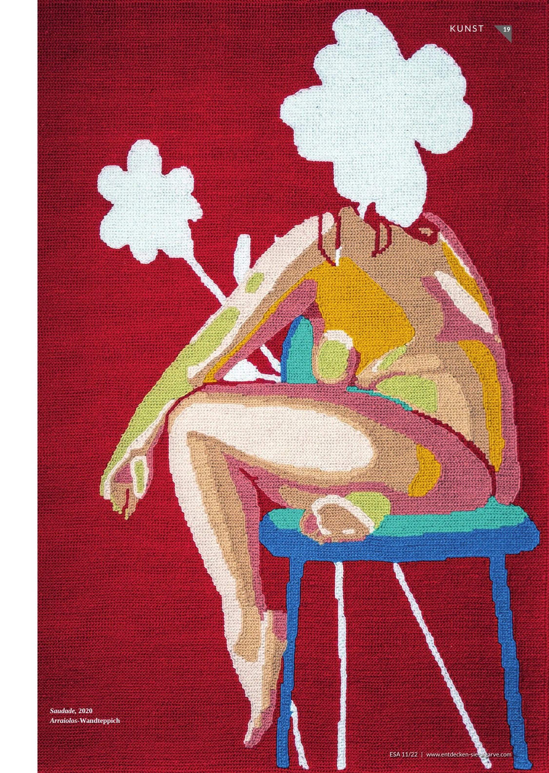 Página da KUNST Magazine com a tapeçaria SAUDADE, de Susana Cereja.