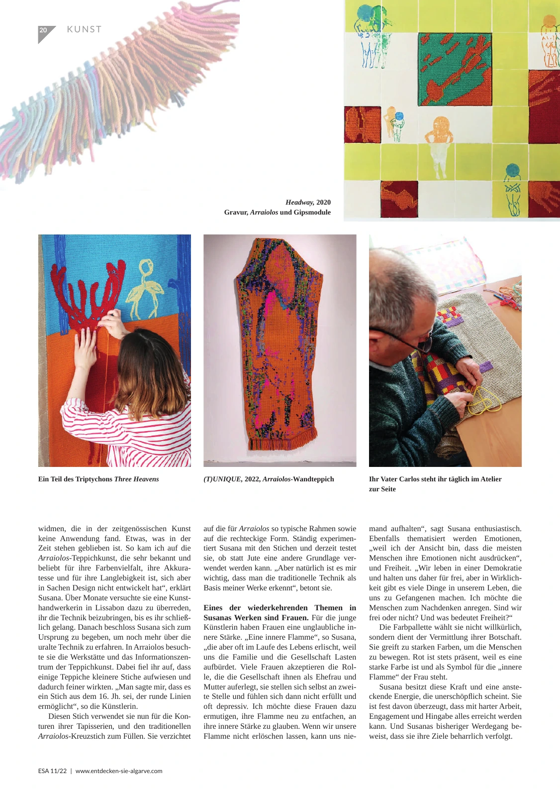 Página da KUNST Magazine com obras e documentação de estúdio da prática de Susana Cereja.