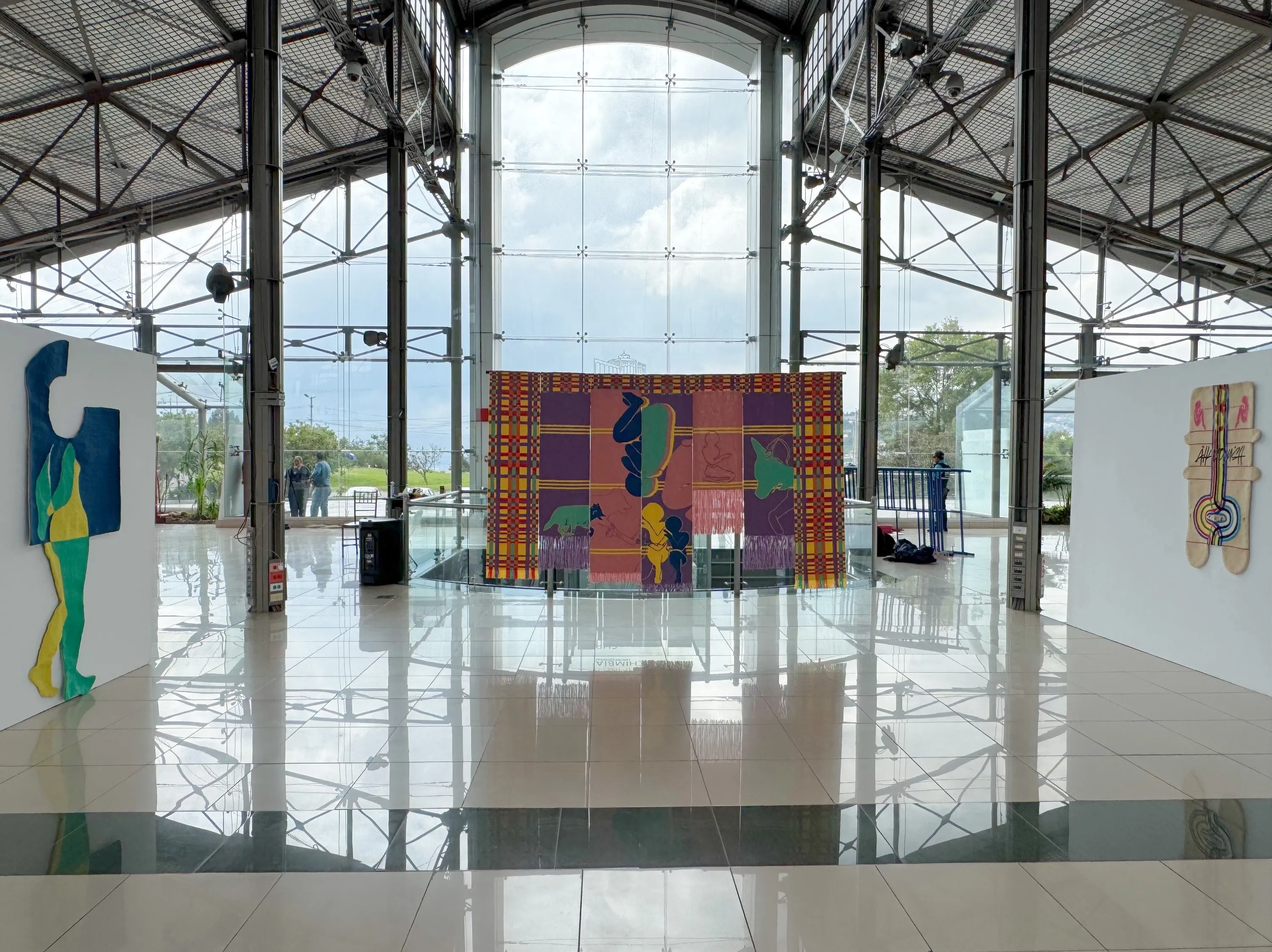 Wide installation view at Centro Cultural Itchimbía