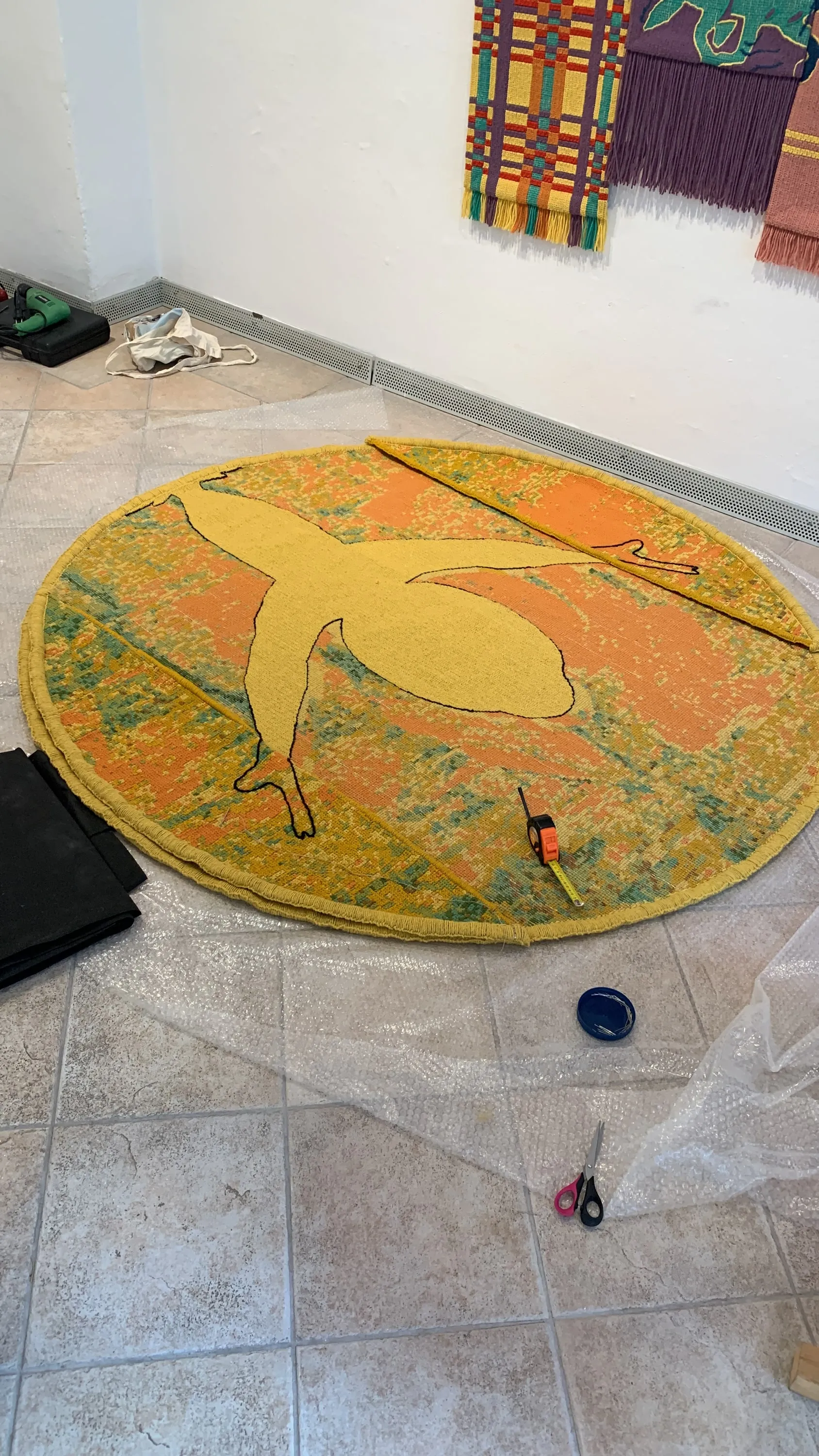 HELIA laid on the gallery floor during the final stages of production.