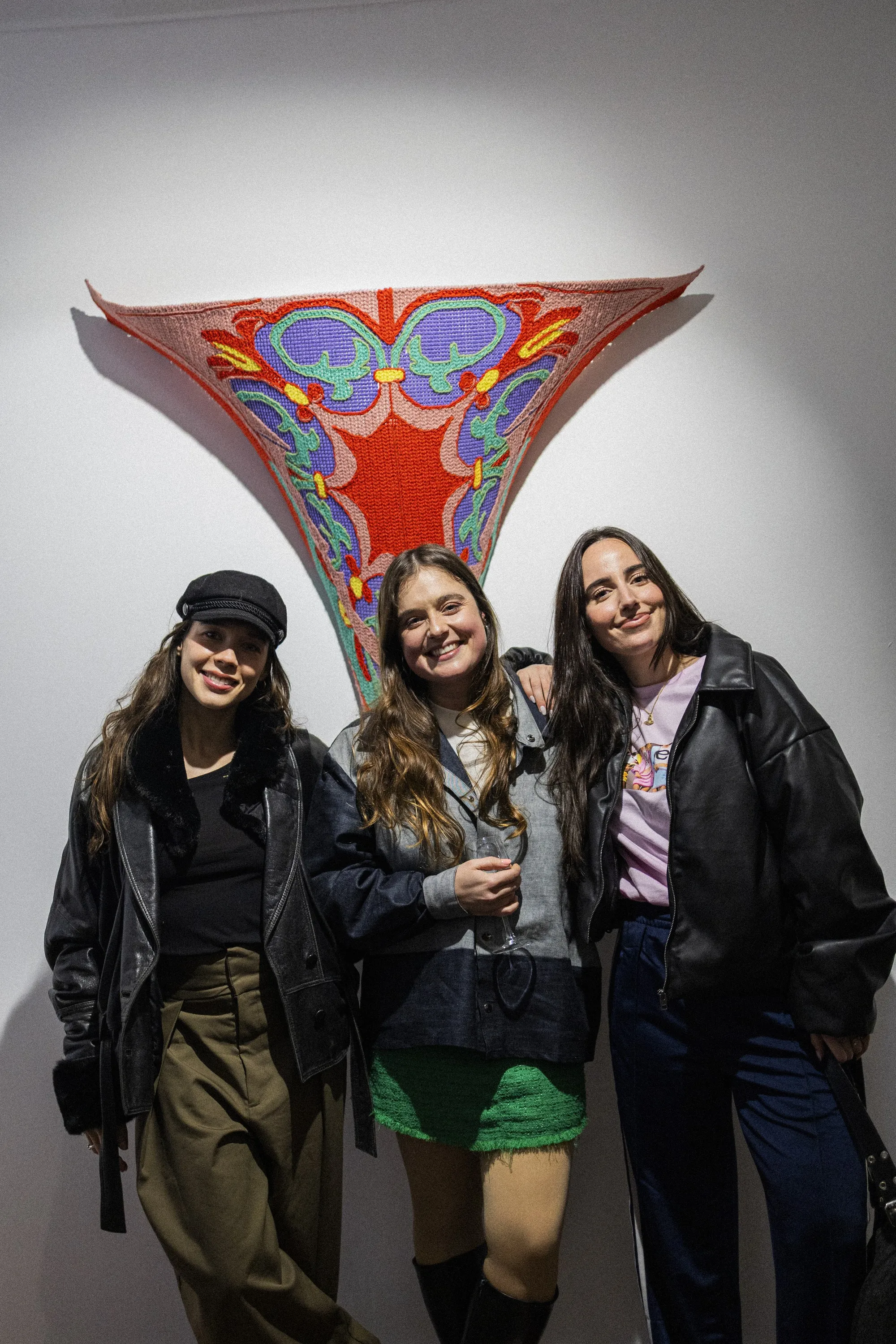 Visitors with a textile work during ÁGORA