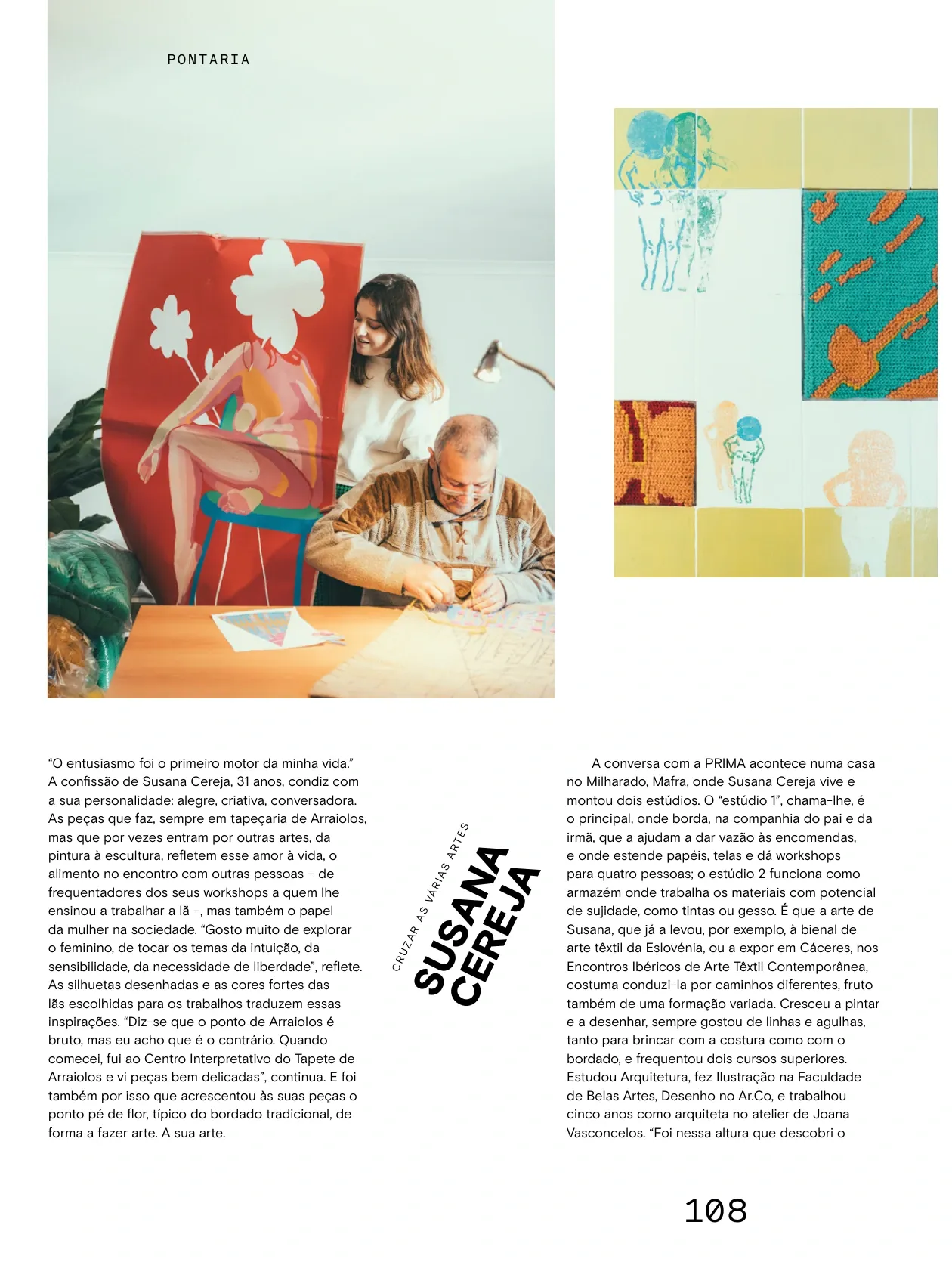PRIMA Magazine page from the feature Ponto de Arraiolos - Versão Moderna, February-April 2024.