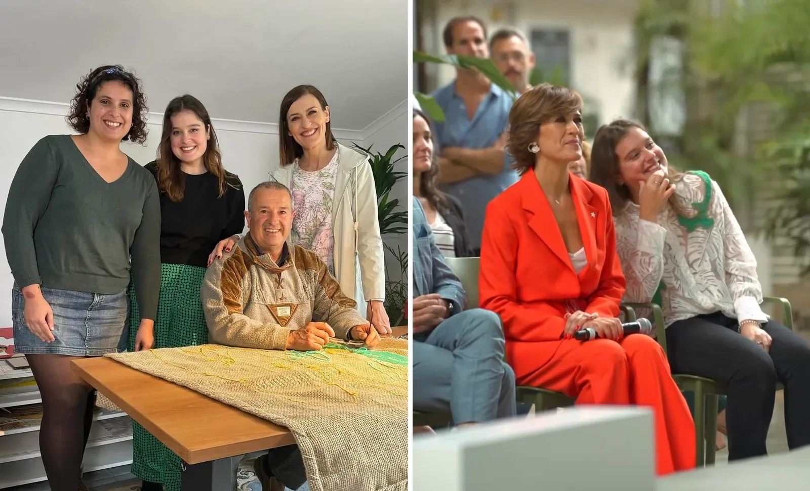 Susana Cereja, her studio team and presenter Fátima Lopes during filming for Aqui Há Mão.