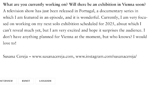 INTERVIEW WITH SUSANA CEREJA — 16